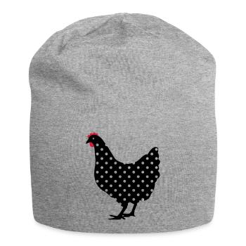Huhn Henne gepunktet - Jersey-Beanie - Grau meliert - Vorne