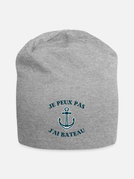 t shirt je peux pas j ai bateau humour marin homme - Bonnet en jersey - gris chiné