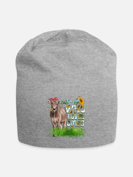 Just A Girl Who Loves Cows - Jersey-Beanie - Grau meliert