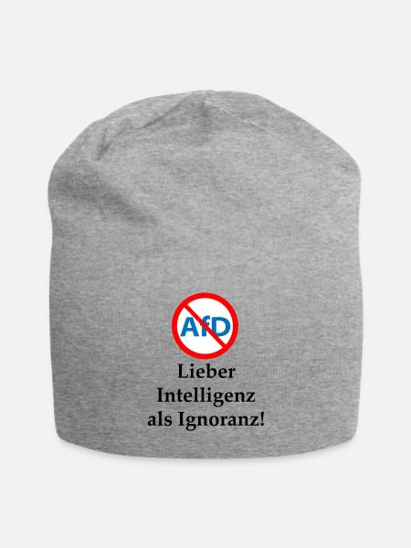 Gegen AfD! Intelligenz statt Ignoranz - Jersey-Beanie - Grau meliert