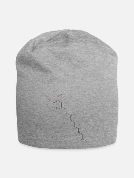 Capsaicin Molekül - Farbige Strukturformel - Jersey-Beanie - Grau meliert