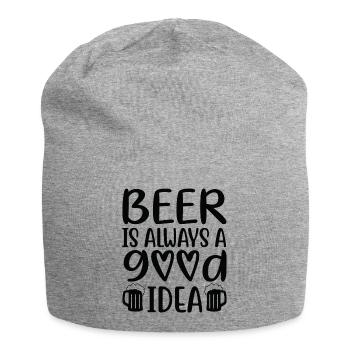 Beer Is Always Good Idea Saying - Jersey Beanie - heather grey - Front