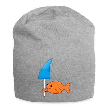 Goldfish with shark fin - Jersey Beanie - heather grey - Front