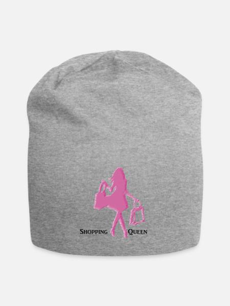 Shoppende Frau - Schraffur - Jersey-Beanie - Grau meliert