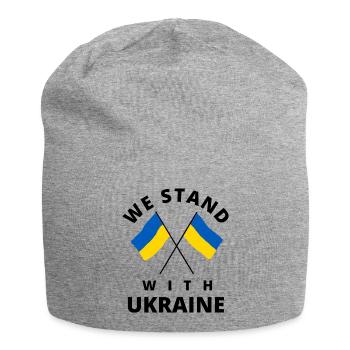 Drapeau de l’Ukraine. nous sommes aux côtés de l’Ukraine - Bonnet en jersey - gris chiné - Devant