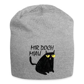 Mir Doch Miau - Lustige Schwarze Katze - Jersey-Beanie - Grau meliert - Vorne