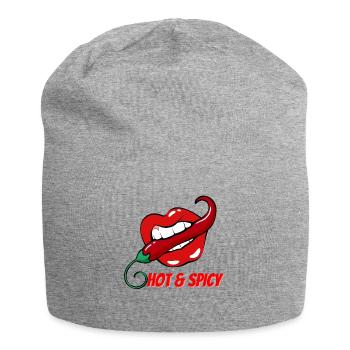 Hot & Spicy Chilli Pepper in Red Lips - Jersey Beanie - heather grey - Front
