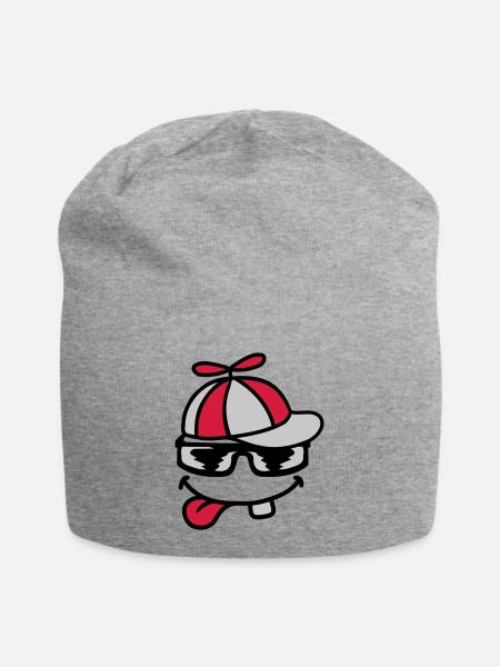 Comic Gesicht Propellermütze Windrad - Jersey-Beanie - Grau meliert
