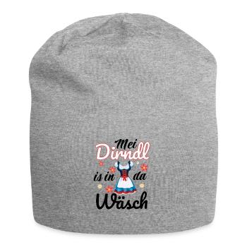 Dirndl Tracht | Mei Dirndl is in da - Jersey-Beanie - Grau meliert - Vorne