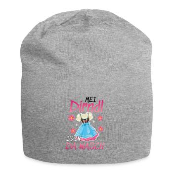 Dirndl Tracht | Mei Dirndl is in da - Jersey-Beanie - Grau meliert - Vorne