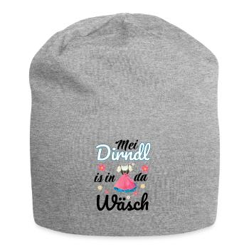 Dirndl Tracht | Mei Dirndl is in da - Jersey-Beanie - Grau meliert - Vorne