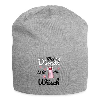 Dirndl Tracht | Mei Dirndl is in da - Jersey-Beanie - Grau meliert - Vorne