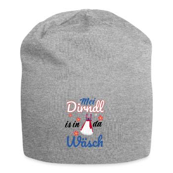 Dirndl Tracht | Mei Dirndl is in da - Jersey-Beanie - Grau meliert - Vorne