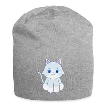 Chat blanc - Bonnet en jersey - gris chiné - Devant