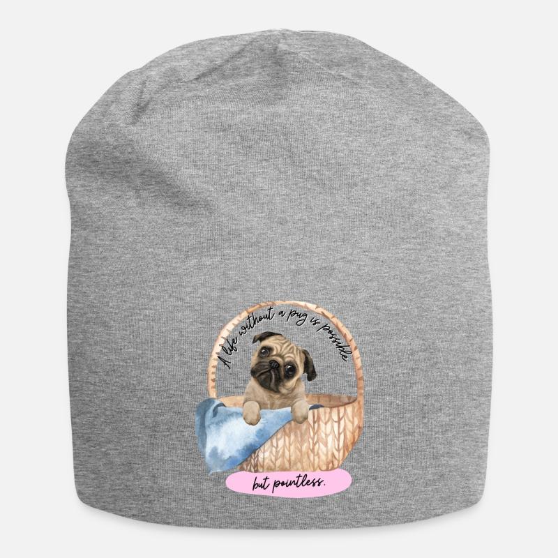 A life without a pug is possible but pointless - 1 - Jersey Beanie - heather grey