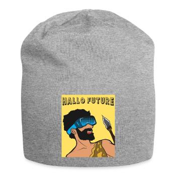 Hello Future Caveman VR Style - Jersey Beanie - heather grey - Front