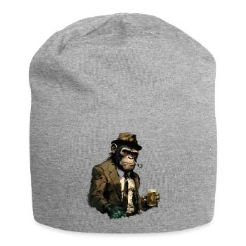 Cooler Gangster Schimpanse mit Bier - Jersey-Beanie - Grau meliert - Vorne