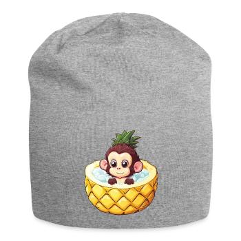 monkey bathes in pineapple - Funny summer design - Jersey Beanie - heather grey - Front