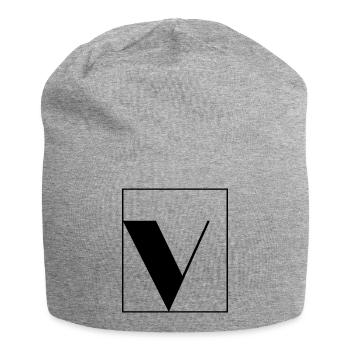 Buchstaben-Alphabet v - Jersey-Beanie - Grau meliert - Vorne