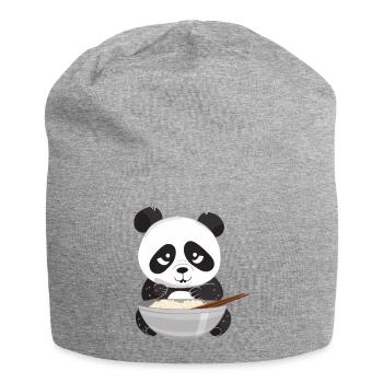 Panda with chopsticks and rice, Asian - Jersey Beanie - heather grey - Front
