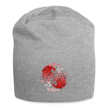 Kirschblüten-Shirt, Japanischer Koi-Karpfen - Jersey-Beanie - Grau meliert - Vorne