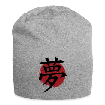 Traum-Kanji - Jersey-Beanie - Grau meliert - Vorne