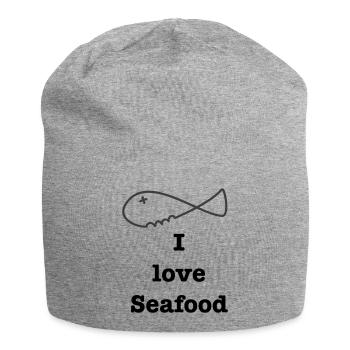 I love Seafood 2 - Jersey Beanie - heather grey - Front