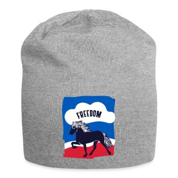 Islandpferd Reiter Tshirt FReiheit Tölt Grafik - Jersey-Beanie - Grau meliert - Vorne