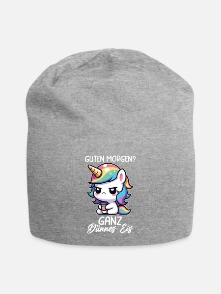 Einhorn Morgenmuffel Guten Morgen Ganz Dünnes Eis - Jersey-Beanie - Grau meliert
