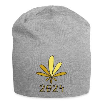 Hemp Leaf - Jersey Beanie - heather grey - Front
