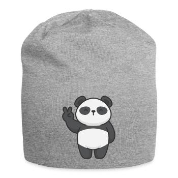 Motif Panda with Peace Sign Comic - Jersey Beanie - heather grey - Front