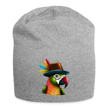 Parrot with Hat - Jersey Beanie - heather grey - Front