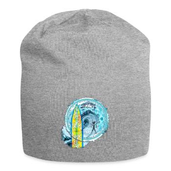 Surf Wellen Abstrakter Kunstdruck - Jersey-Beanie - Grau meliert - Vorne