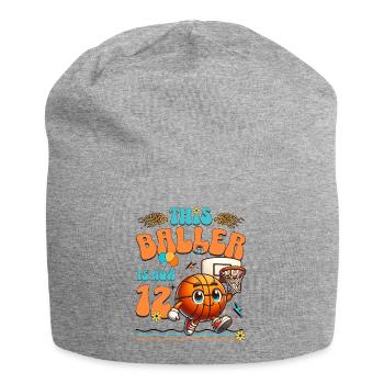 Basketball 12th Birthday Children's Birthday Party - Jersey Beanie - heather grey - Front