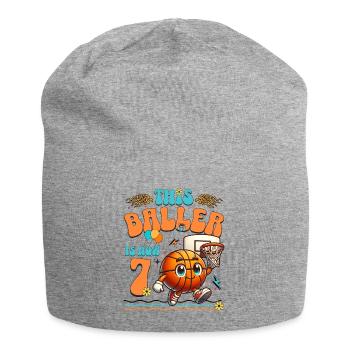 Basketball 7th Birthday Children's Birthday Party - Jersey Beanie - heather grey - Front