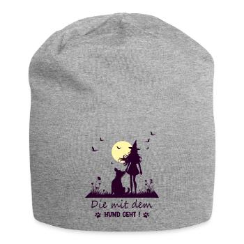 Hexe die mit dem Hund geht ! - Jersey-Beanie - Grau meliert - Vorne