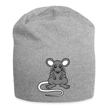 Maus Guckt Böse Wütend Frustriert Sauer Aggressiv - Jersey-Beanie - Grau meliert - Vorne