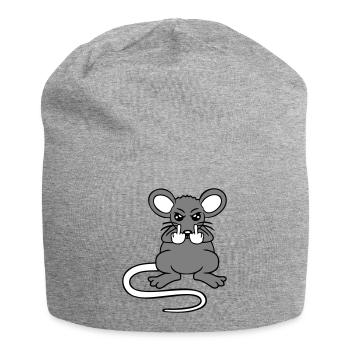 Mouse Nasty Angry Frustrated Aggressive Middle Finger - Jersey Beanie - heather grey - Front