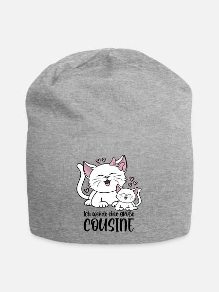 Ich werde eine große Cousine - Katzen Baby Katze - Jersey-Beanie - Grau meliert