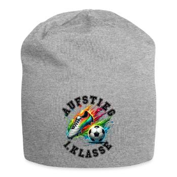 Fußball Schulstart Geschenk Erstklässler Junge - Jersey-Beanie - Grau meliert - Vorne