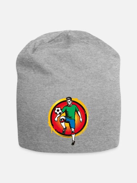 Kraftvoller Fußballer – Retro Sport Grafik - Jersey-Beanie - Grau meliert