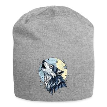 Mystischer Wolf Vollmond Schein - Jersey-Beanie - Grau meliert - Vorne