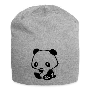 Kawaii Panda – Süßer Manga Bär Bambus - Jersey-Beanie - Grau meliert - Vorne