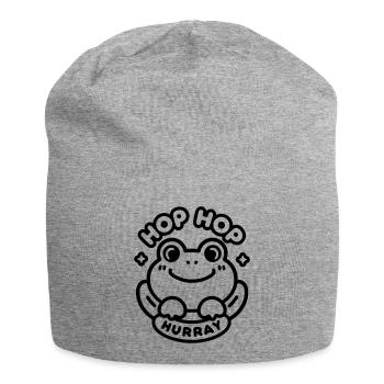 Hop Hop Hurray Frog | Sweet Good Mood Motif - Jersey Beanie - heather grey - Front