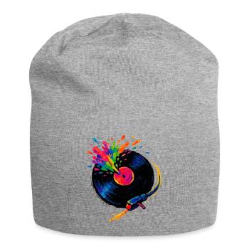 Platine Vinyle colorée pop - Bonnet en jersey - gris chiné - Devant