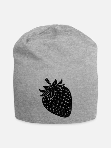 Strawberry Fruit Silhouette - Jersey-Beanie - Grau meliert