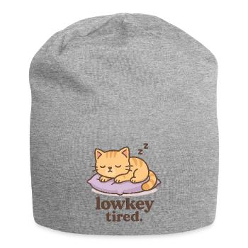 Lowkey Fatigue Cat - Jersey Beanie - heather grey - Front