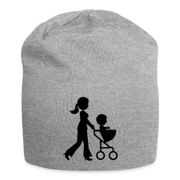 Mom stroller baby - Jersey Beanie - heather grey - Front