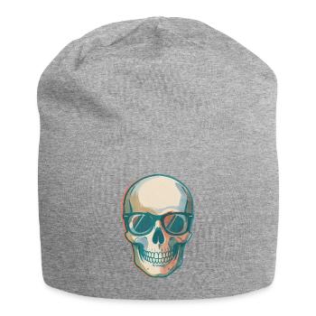 Skull in Sunglasses Retro Pop Art - Jersey Beanie - heather grey - Front