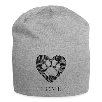 Paw Heart Paw Print Heart Design - Jersey Beanie - heather grey - Front